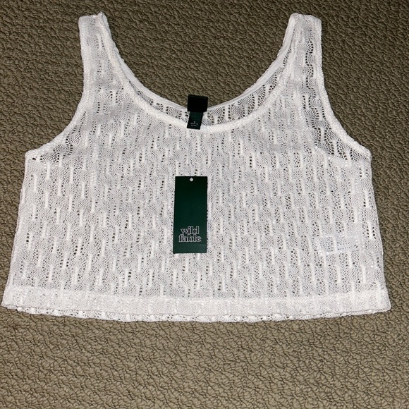 Wild Fable, white, lacy, cropped, tank, swimsuit cover up - Picture 1 of 4